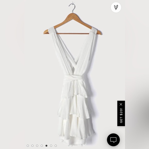 Lulus | All About Bliss White Swiss Dot Tiered Halter Mini Dress - Picture 4 of 7